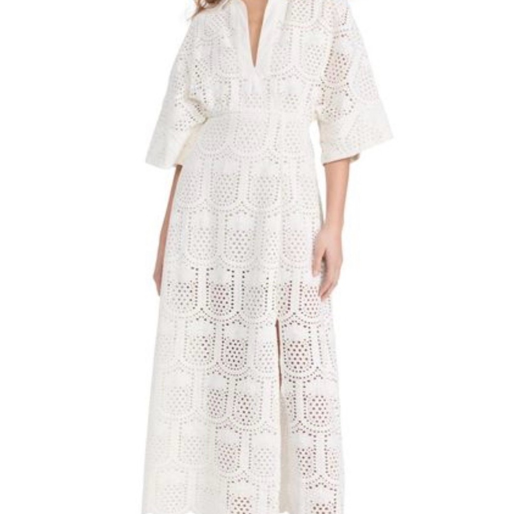Elegant White Eyelet Maxi Dress